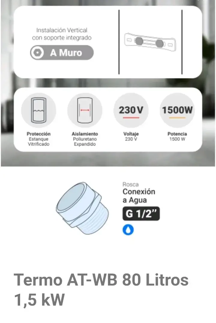 Termo eléctrico AT-WB 80 litros 1,5 kW - 5