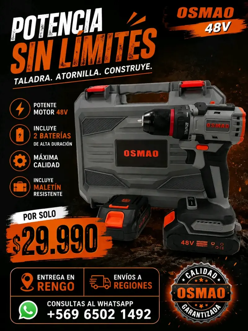 Taladro Atornillador Inalámbrico Osmao 48V con Maletín