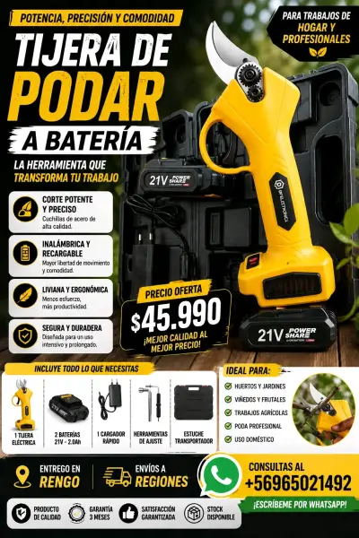 Tijera de Podar a Batería 21V Be-Electric - miniatura 1