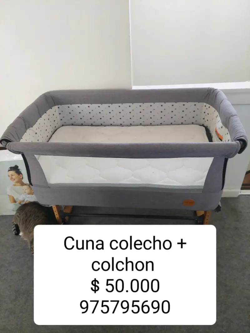 Cuna colecho gris con colchón incluido - 3