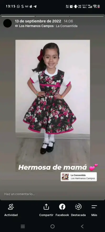 Vestido de huasa l con detalles rosados - miniatura 1
