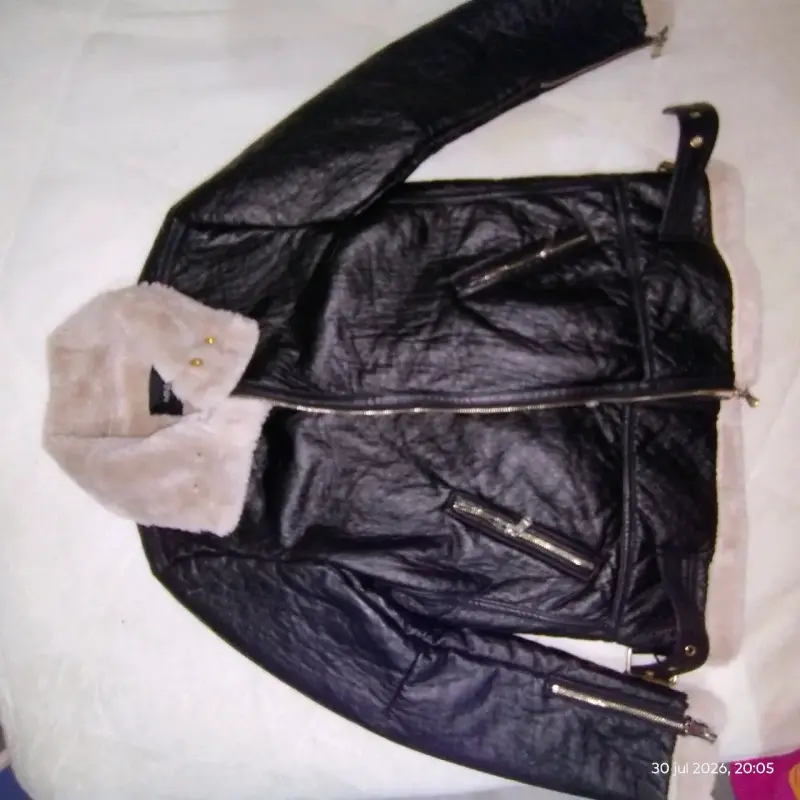 Chaqueta de cuero sintético con forro de piel MNL - 5