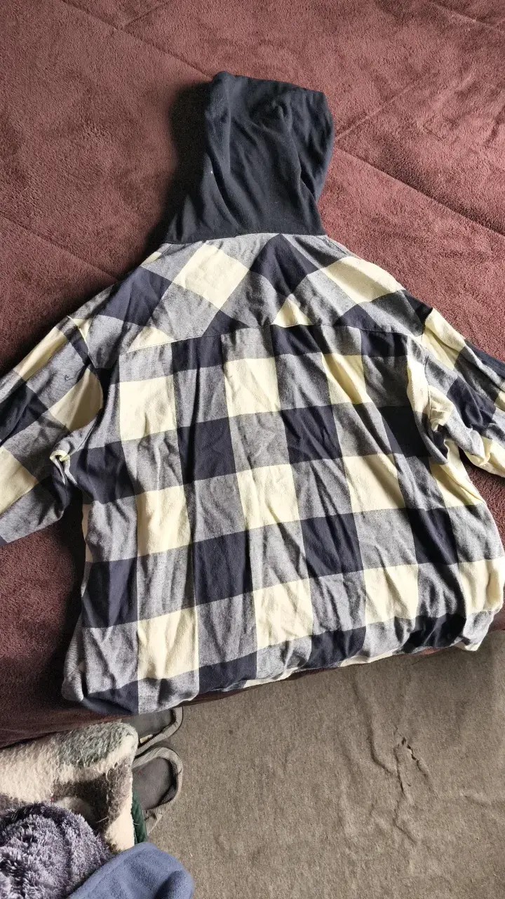 Camisa de franela a cuadros con capucha - 2