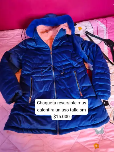 Chaqueta reversible azul y rosada muy abrigadora - miniatura 1