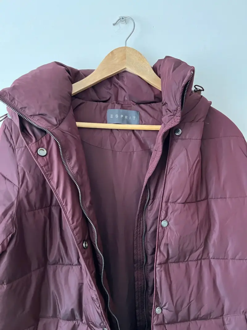 Parka larga acolchada burdeo para mujer - 3