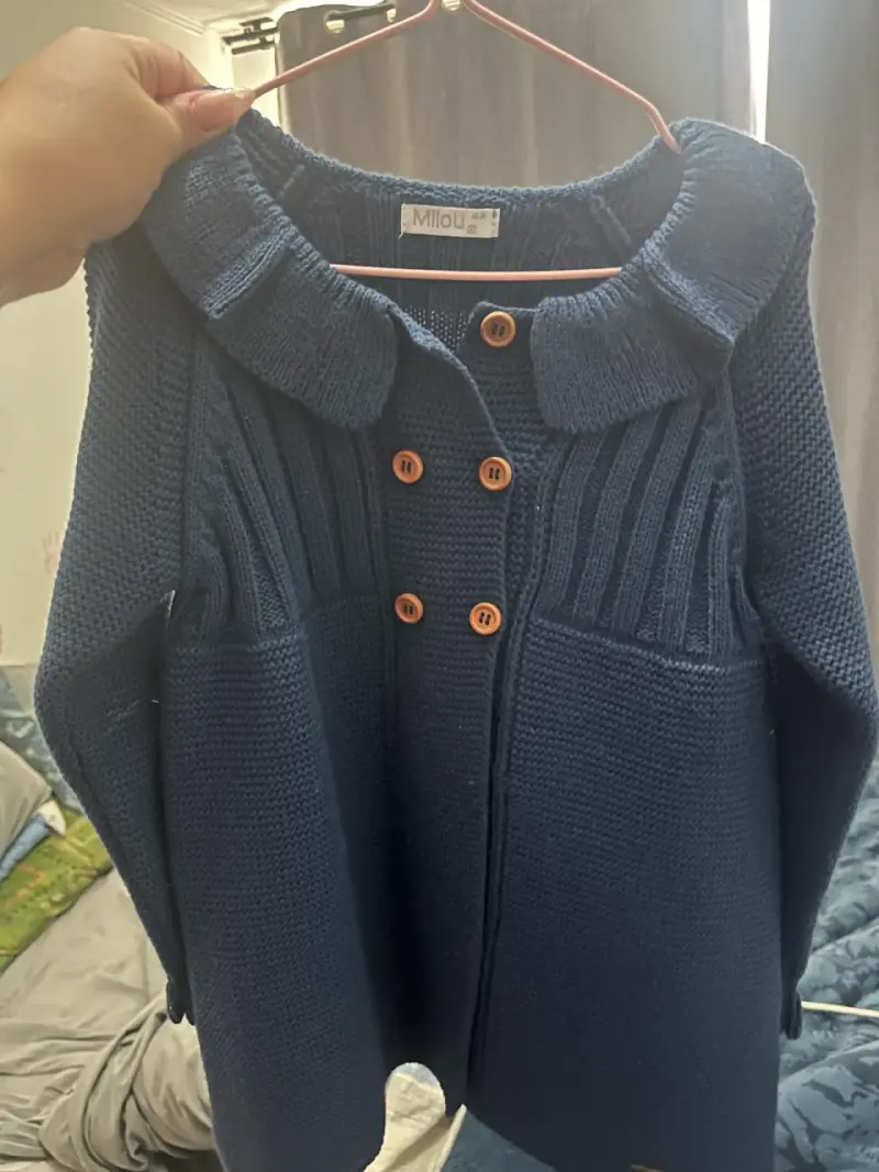 Abrigo de lana azul para niña Milou