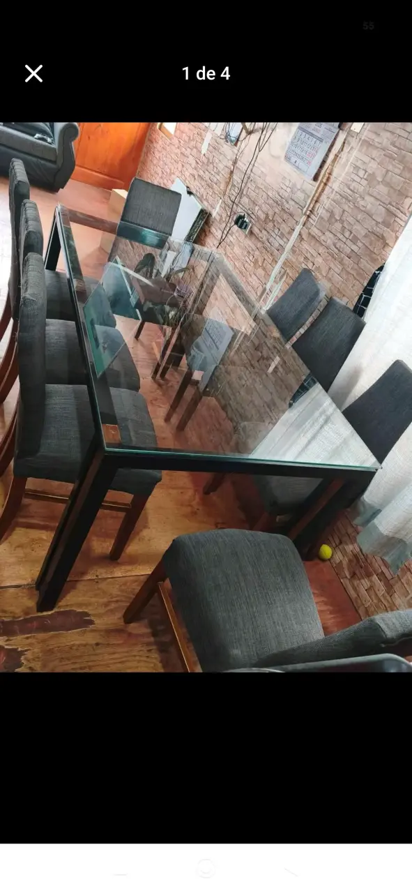 Juego de Comedor de Vidrio con 8 Sillas - 1