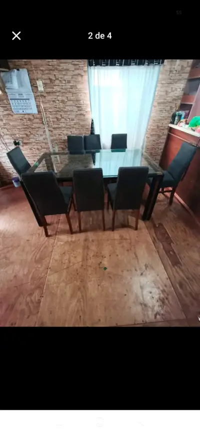 Juego de Comedor de Vidrio con 8 Sillas - miniatura 2
