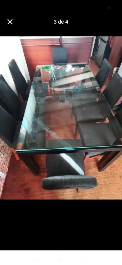 Juego de Comedor de Vidrio con 8 Sillas - miniatura 3