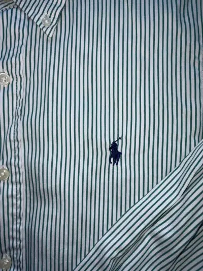 Camisa a rayas verde Ralph Lauren Slim Fit - miniatura 2