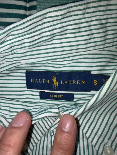 Camisa a rayas verde Ralph Lauren Slim Fit - miniatura 3