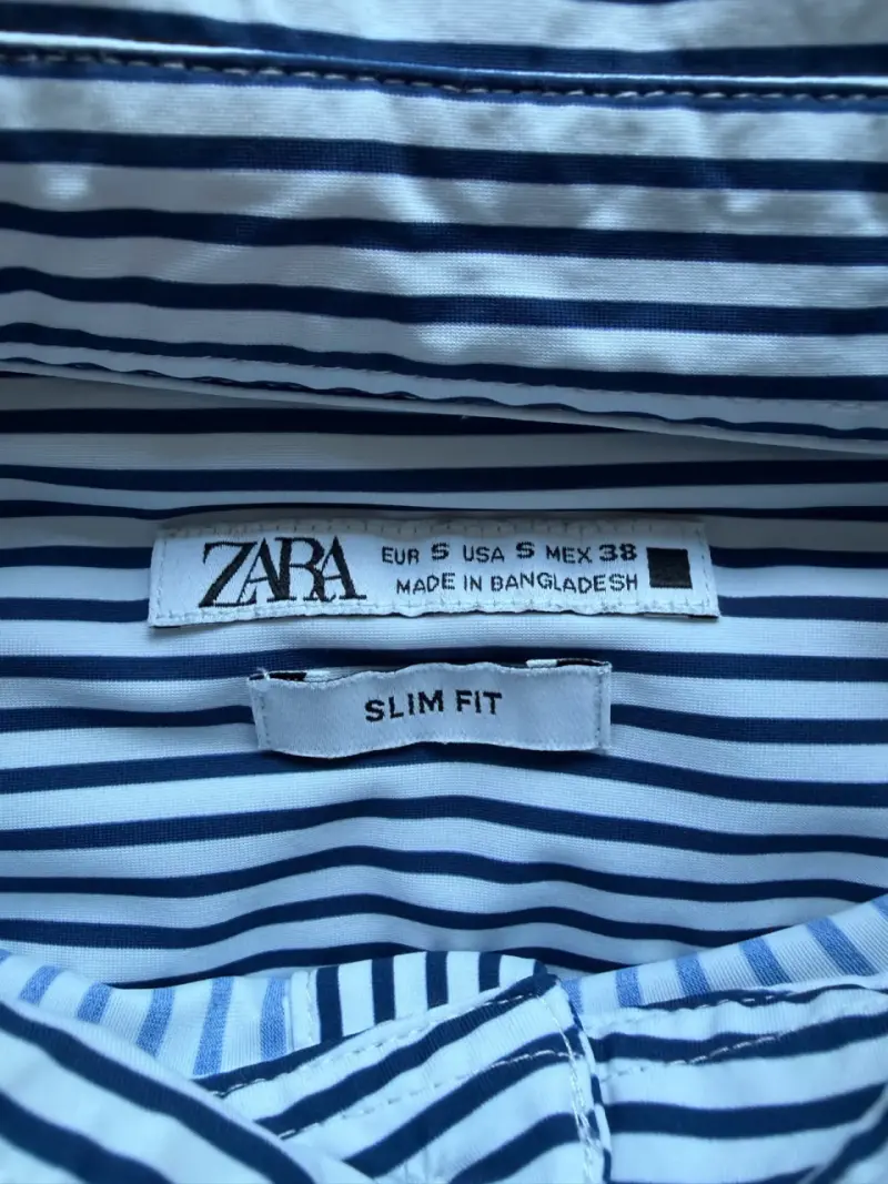 Camisa a rayas azul Zara Slim Fit - 2