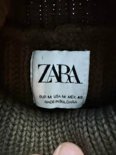 Suéter de lana cuello alto Zara verde militar - miniatura 2