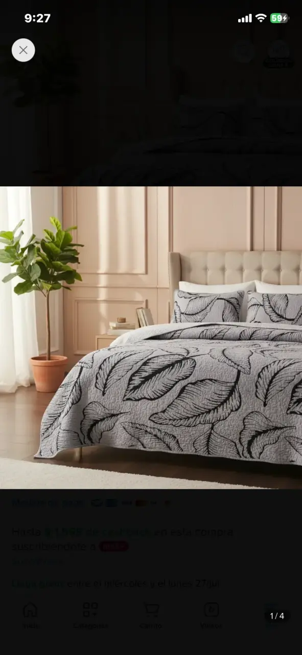 Juego de Cama Doble Diseño de Hojas - 1
