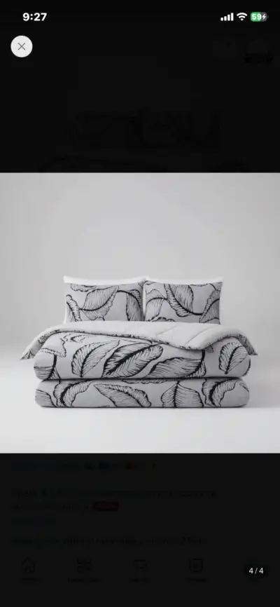 Juego de Cama Doble Diseño de Hojas - miniatura 2