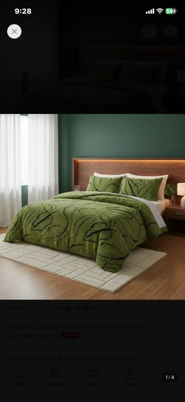 Juego de Cama Doble Diseño de Hojas - 3