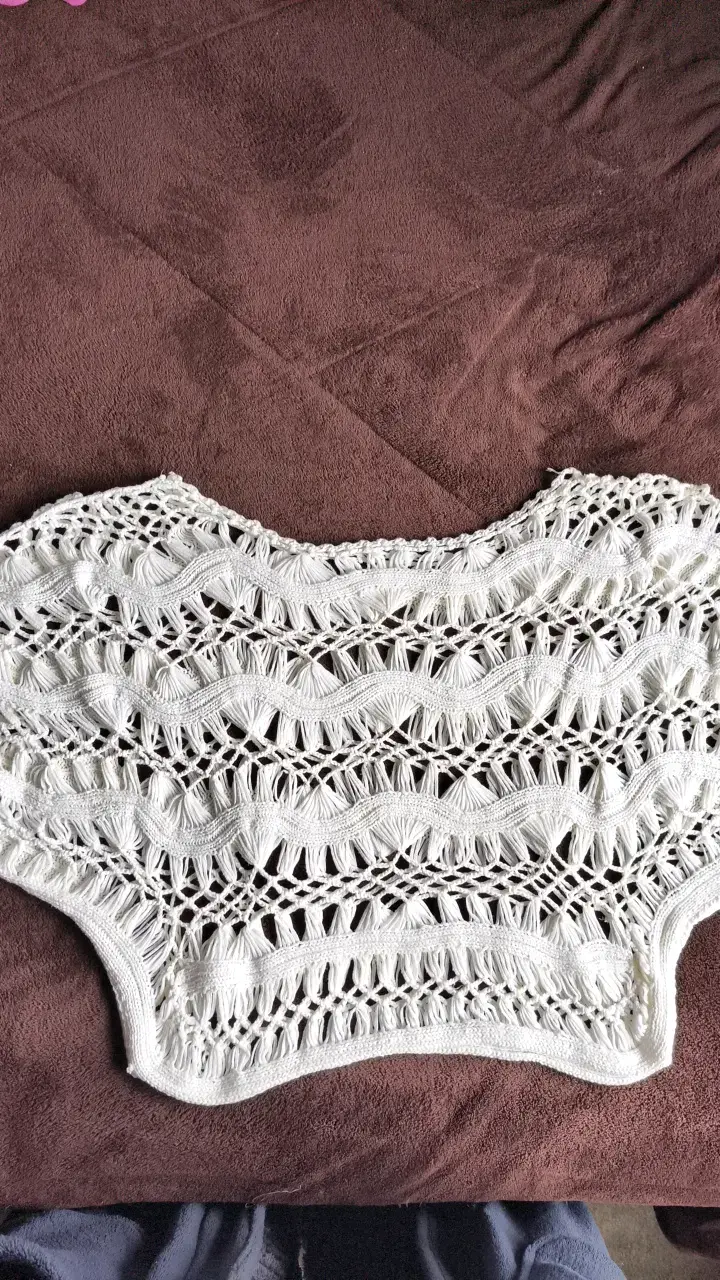 Top tejido blanco de encaje para mujer - 2