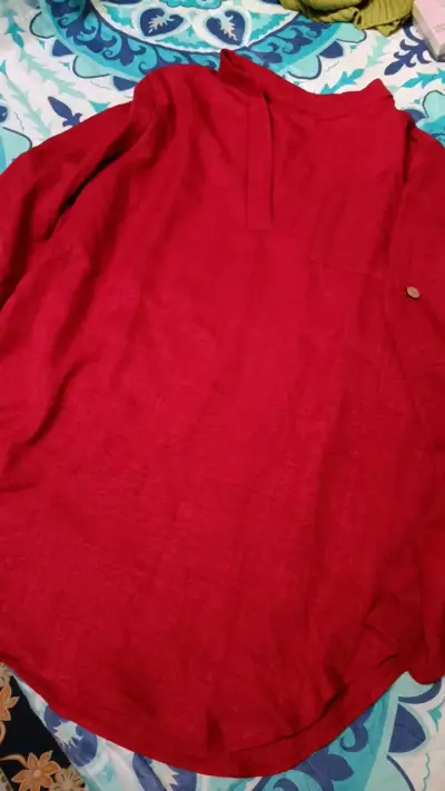 Blusa roja de lino para mujer - miniatura 1