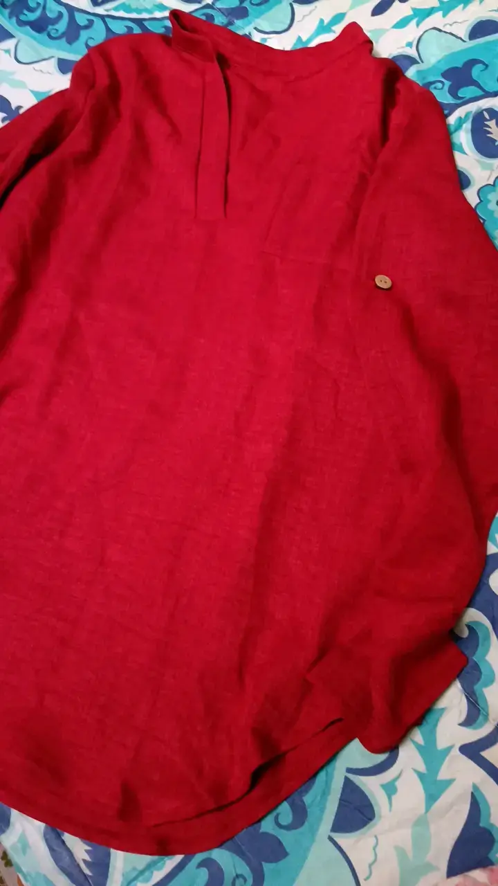 Blusa roja de lino para mujer - 2