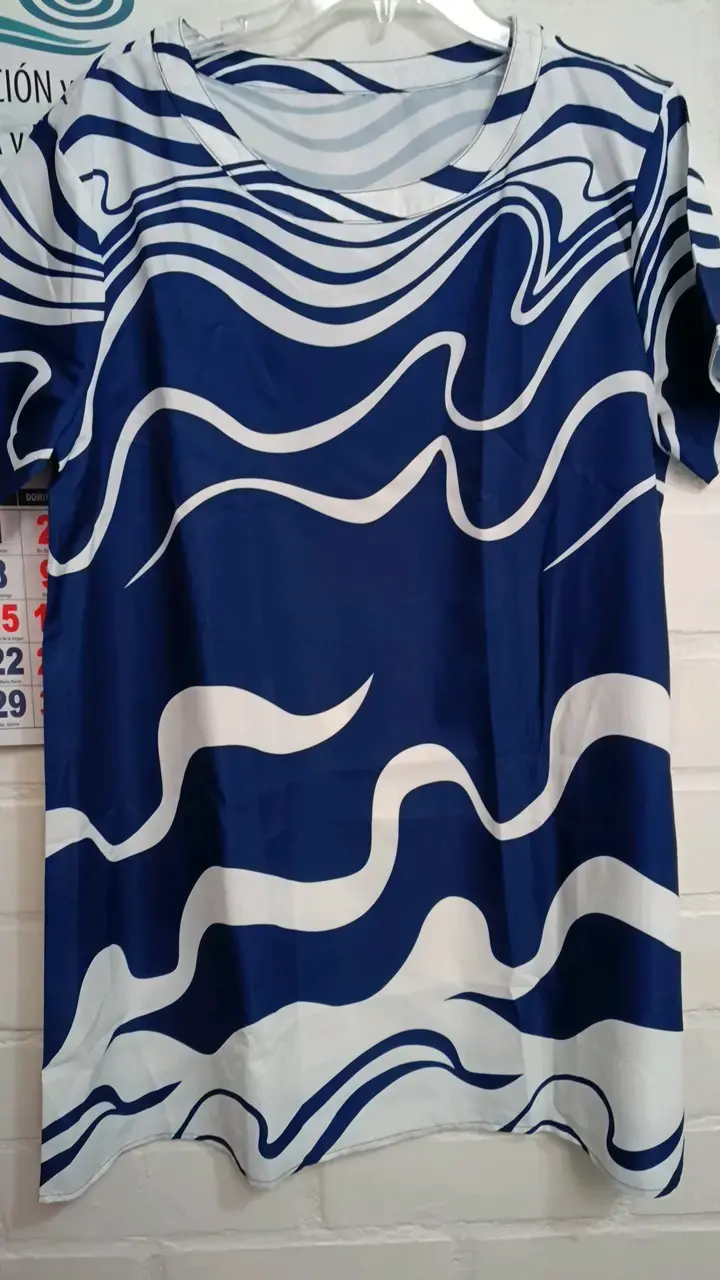 Vestido estampada azul y blanca talla XL - 1