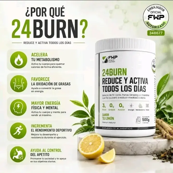 Suplemento alimenticio 24Burn sabor limón 500g - 2