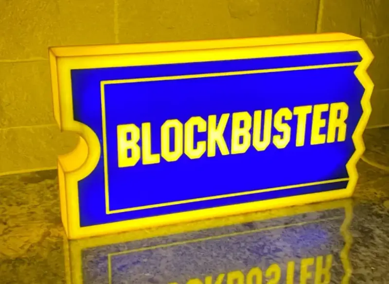 🎬 Letrero Blockbuster Retro con Iluminación LED
