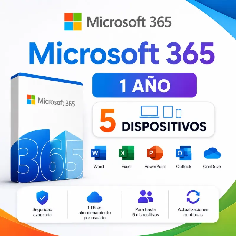 Microsoft 365 Personal  |  1 Año  | 5 Dispositivos - 1