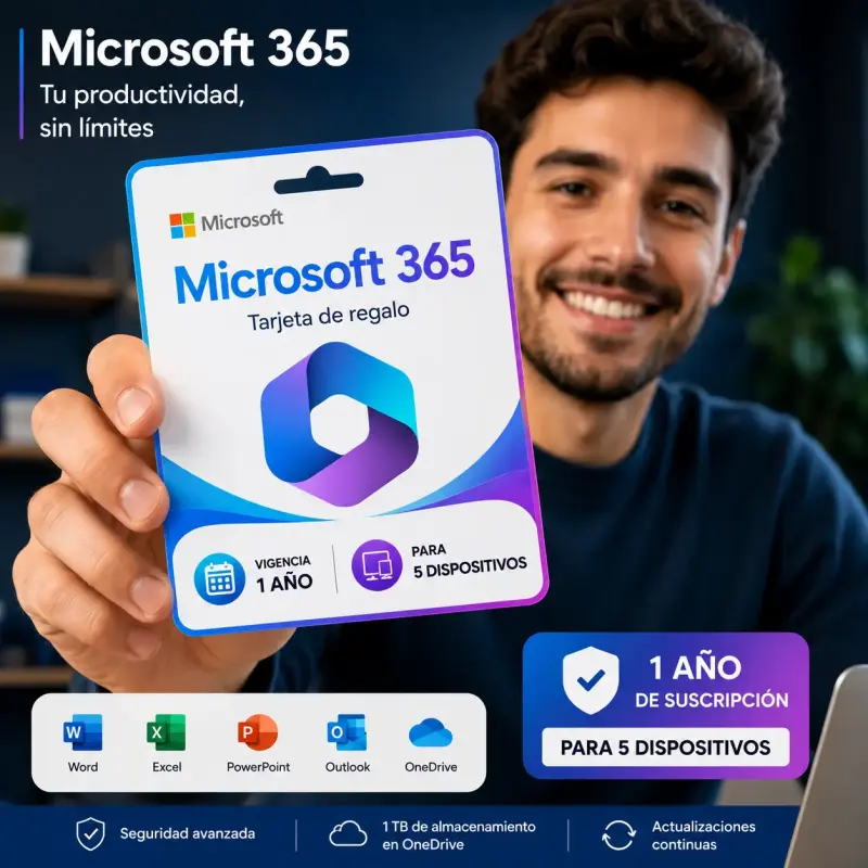 Microsoft 365 Personal  |  1 Año  | 5 Dispositivos - 3