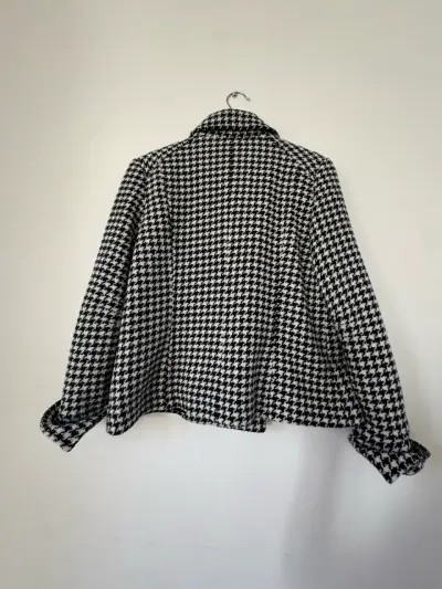 Abrigo de lana pata de gallo blanco y negro - miniatura 2