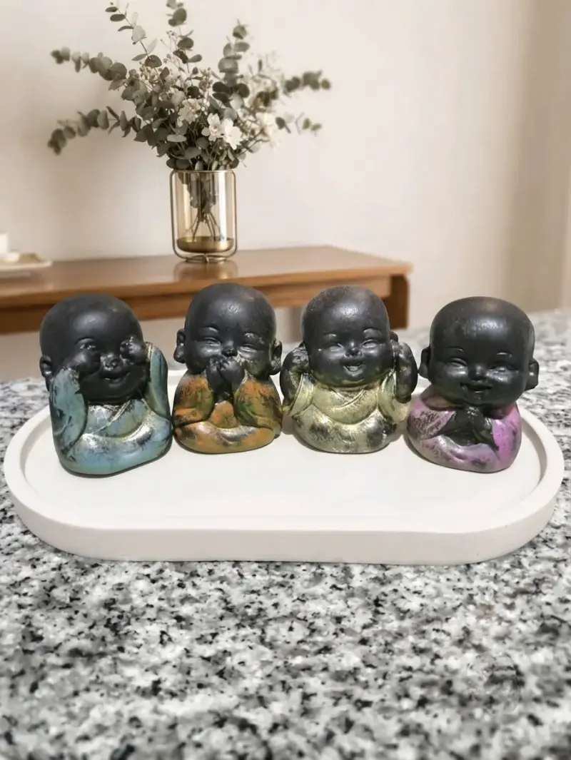 Conjunto de Figuras Decorativas 4 budas mini - 1