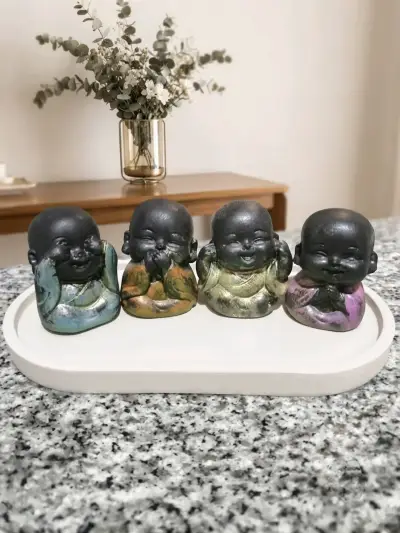 Conjunto de Figuras Decorativas 4 budas mini - miniatura 1