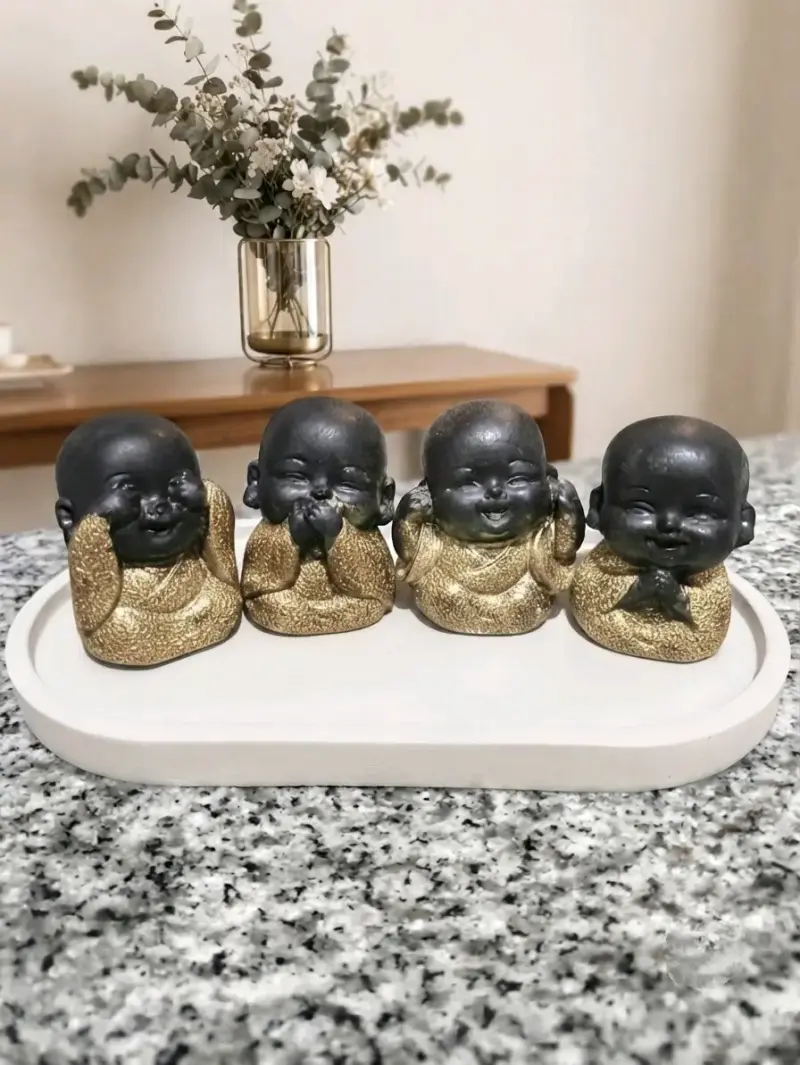 Conjunto de Figuras Decorativas 4 budas mini - 2