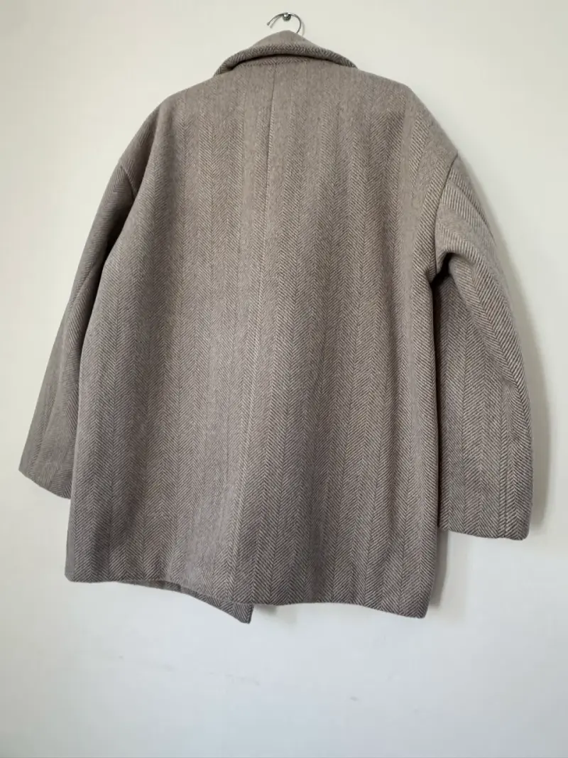 Abrigo de lana gris para mujer - 2