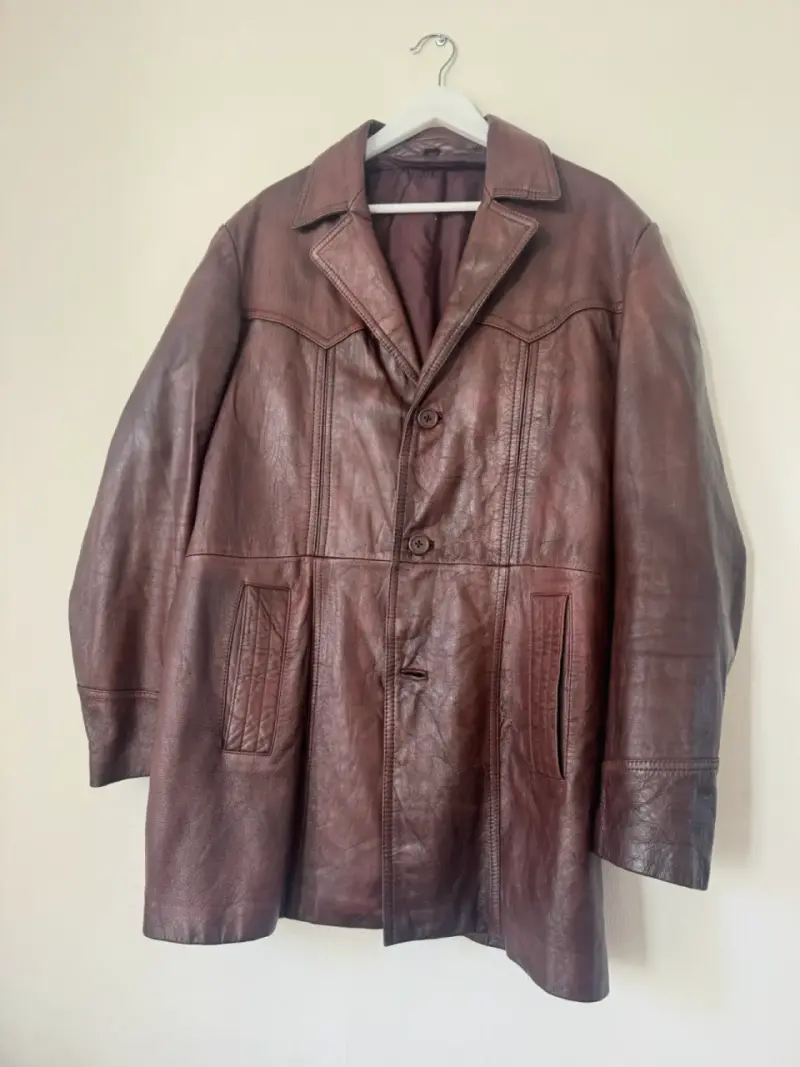 Chaqueta de cuero marrón para hombre - 1