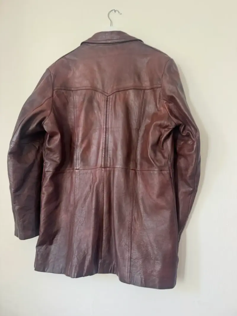 Chaqueta de cuero marrón para hombre - 2