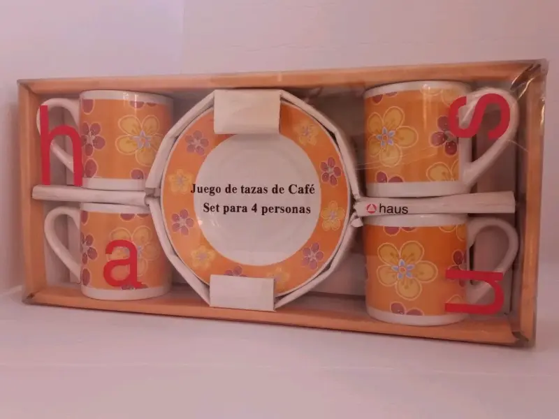 Juego De Tazas De Café Floral Para 4 Personas