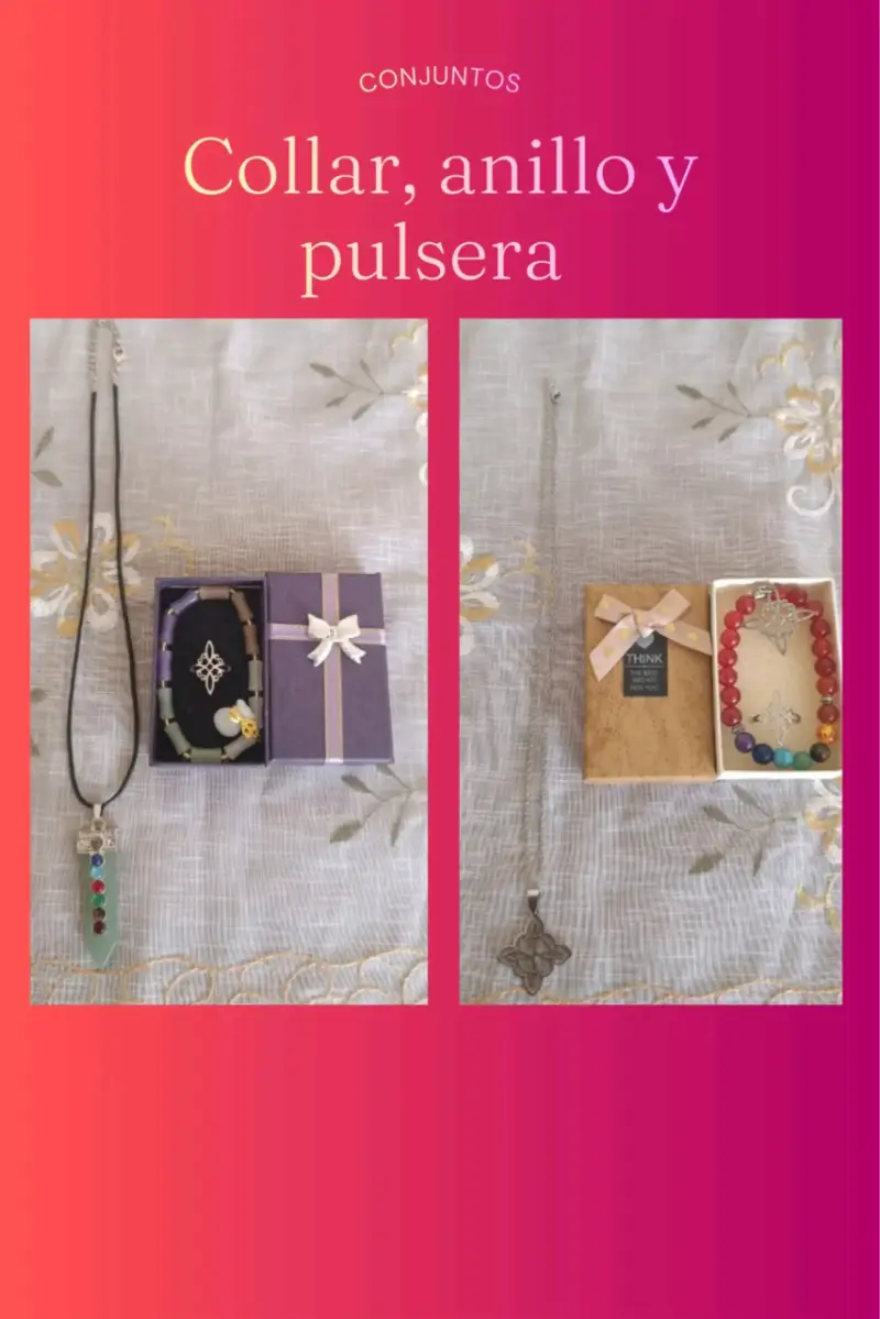 Set de collar, anillo y pulsera con piedras - 1