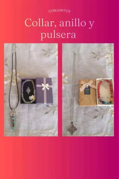 Set de collar, anillo y pulsera con piedras - miniatura 1