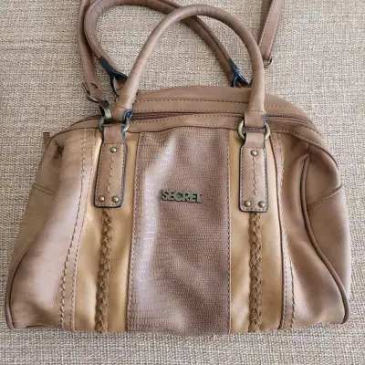 Cartera de cuero marrón Secret con correa ajustable - miniatura 2