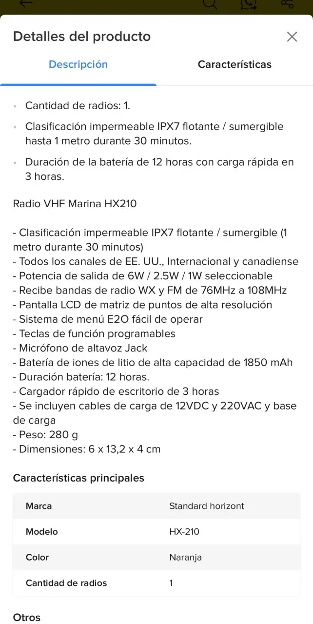 Radio VHF Marina Standard Horizon HX210 flotante - 4