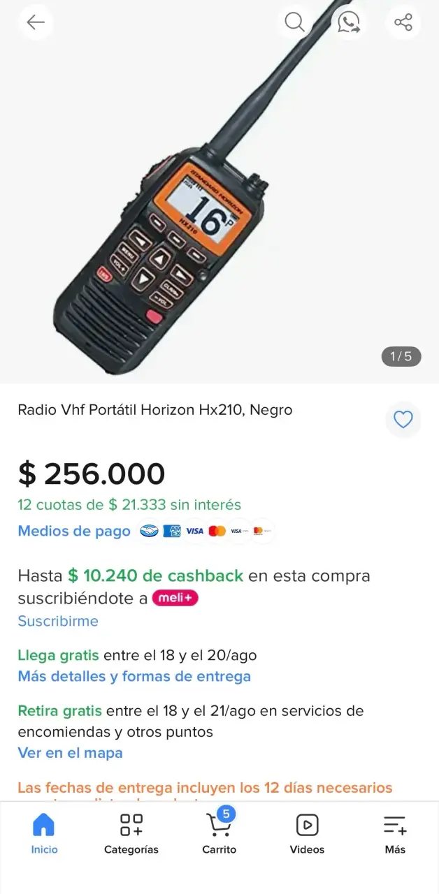 Radio VHF Marina Standard Horizon HX210 flotante - 5