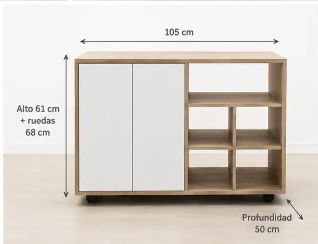 Mueble organizador con puertas blancas - 2