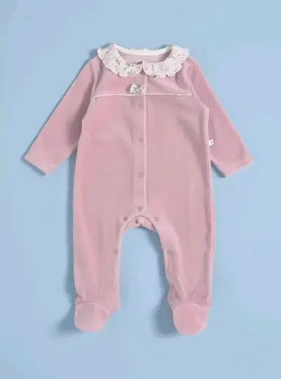 Enterito de bebé rosado con cuello decorativo - miniatura 1