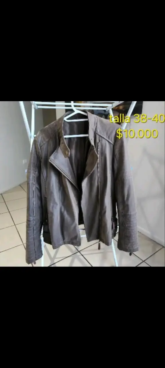 Chaqueta de cuero marrón talla 38-40