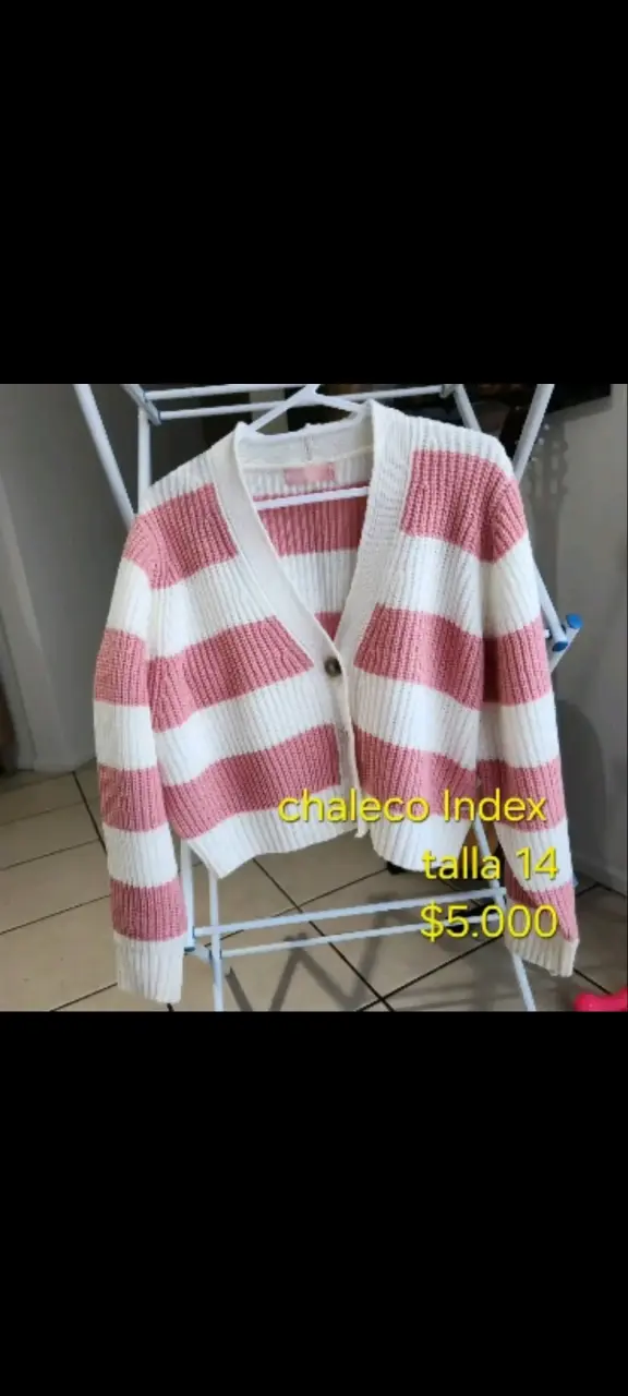 Chaleco a rayas rosado y blanco Index talla 14