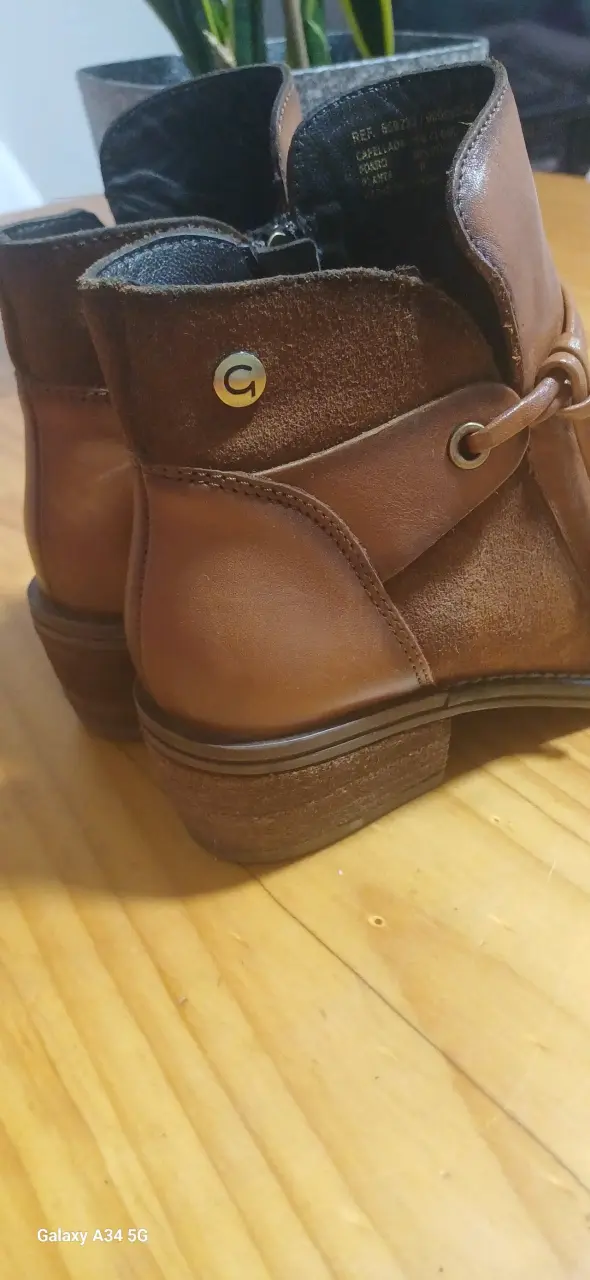 Botines de cuero marrón para mujer - 1
