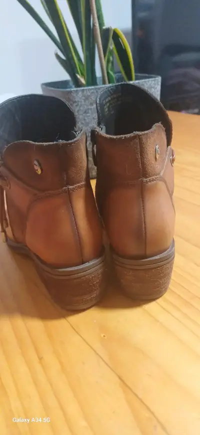 Botines de cuero marrón para mujer - miniatura 3