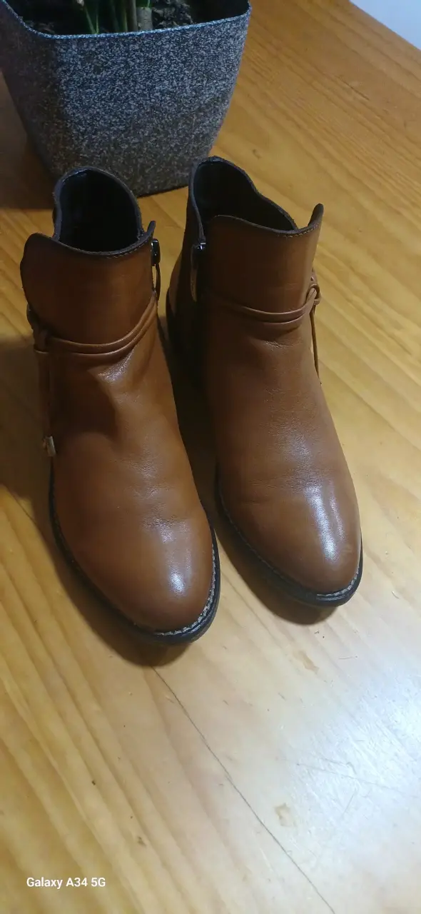 Botines de cuero marrón para mujer - 5