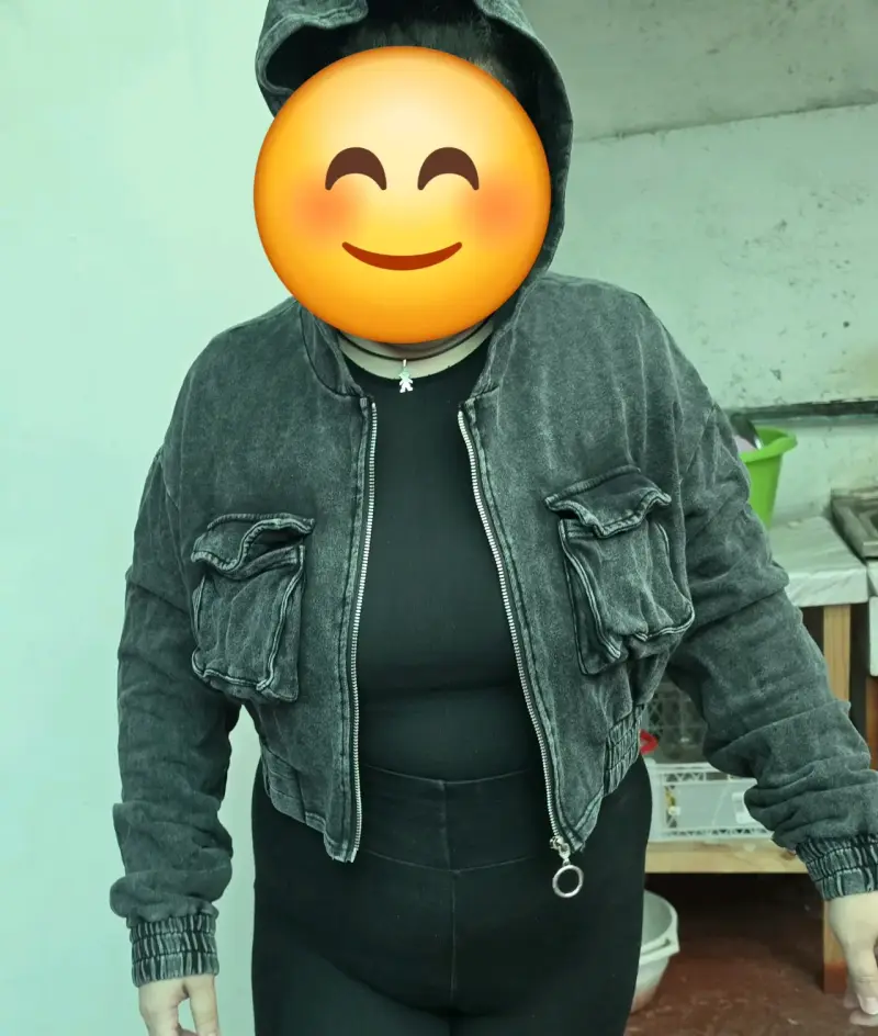 Poleron de mujer con capucha gris oscuro - 6