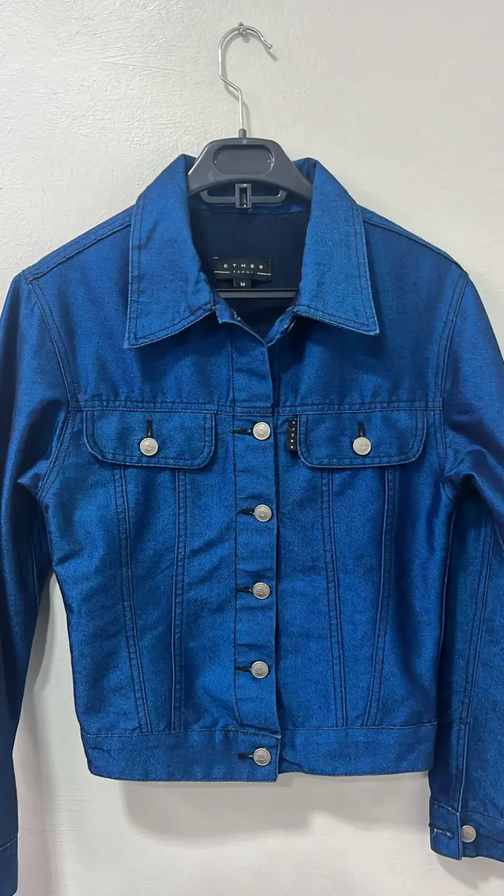 Chaqueta de mezclilla azul mujer talla M - 2